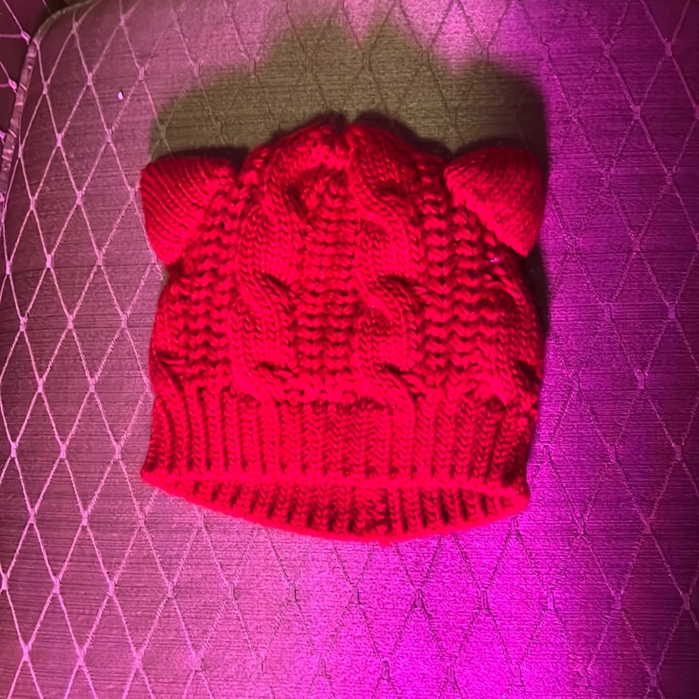 Red knitted Cat Ear Hat